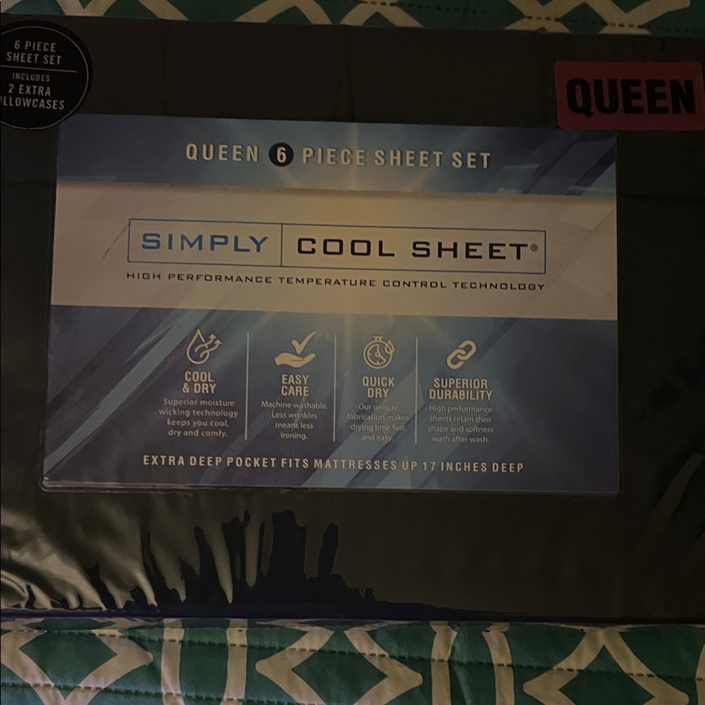 Simply Cool Sheets temperature control,technology Queen 6-Piece Sheet Set - Blue